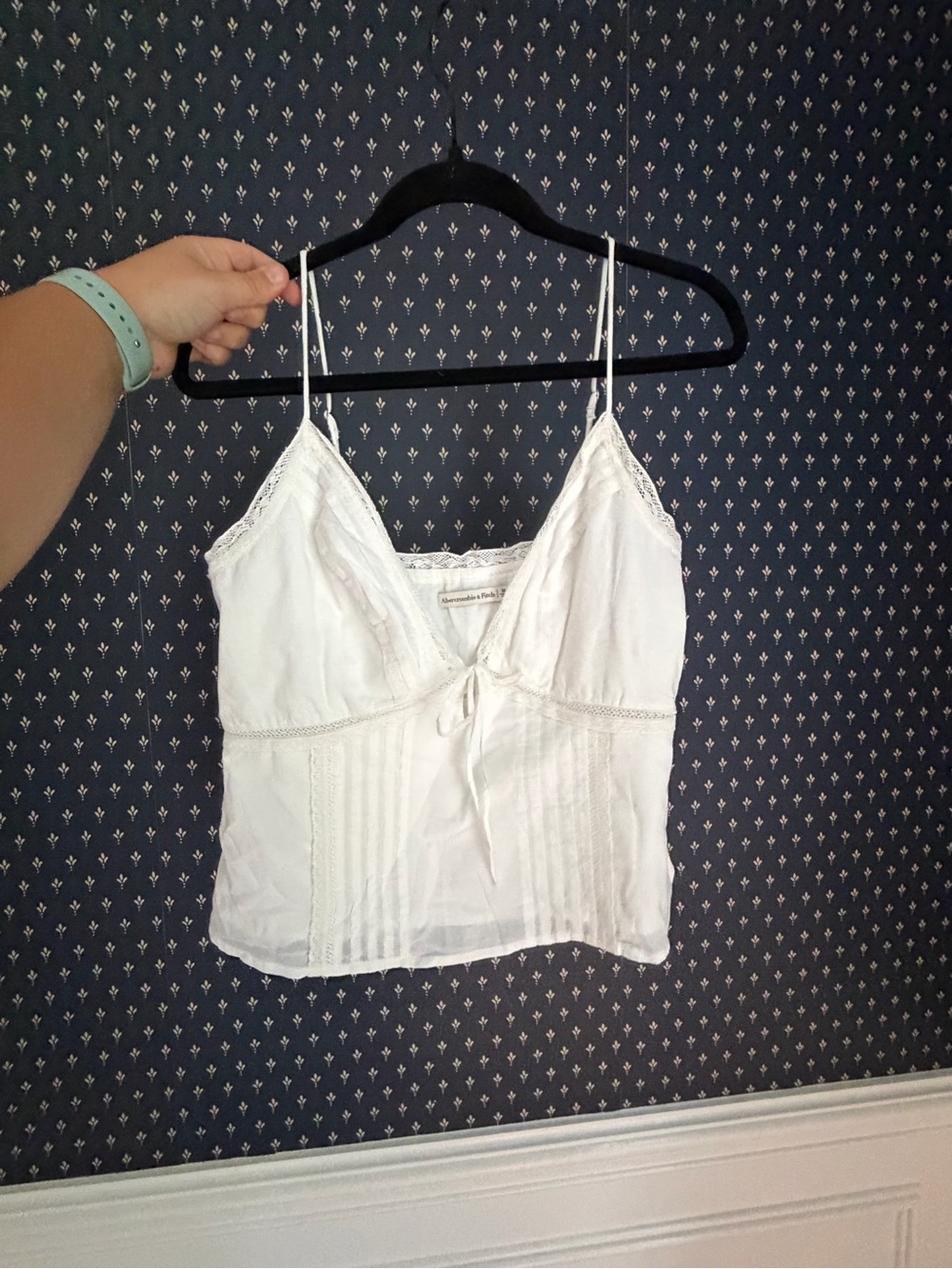 Abercrombie & Fitch White Lace-Trim Spaghetti Strap Cami